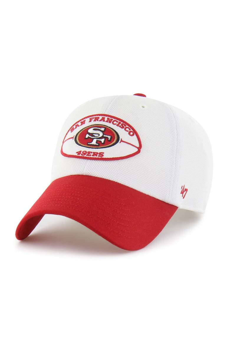 Men's '47 White/Scarlet San Francisco 49ers Pique Patch Clean Up Adjustable Hat, Main, color, White