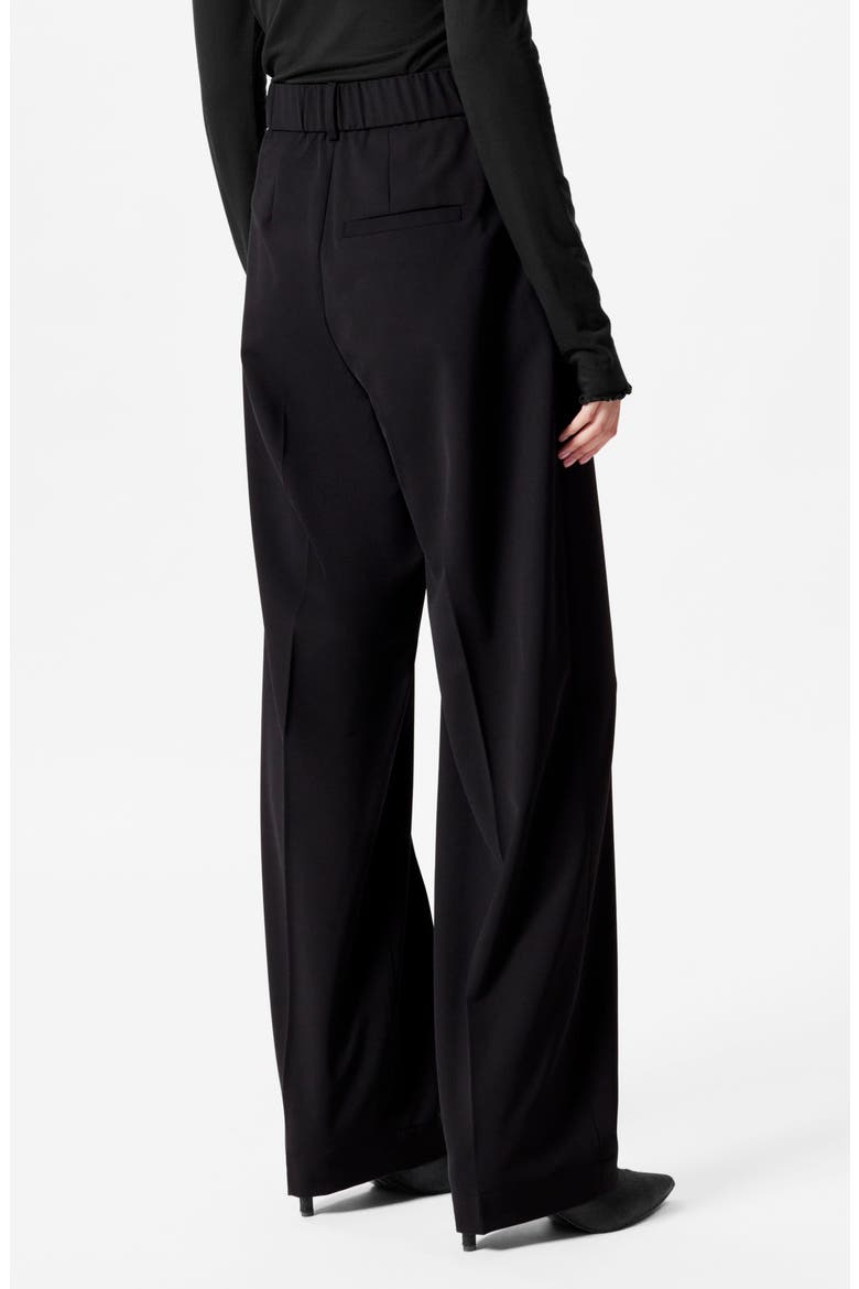 Creased Straight Leg Wool Blend Pants, Alternate, color, BLACK DARK