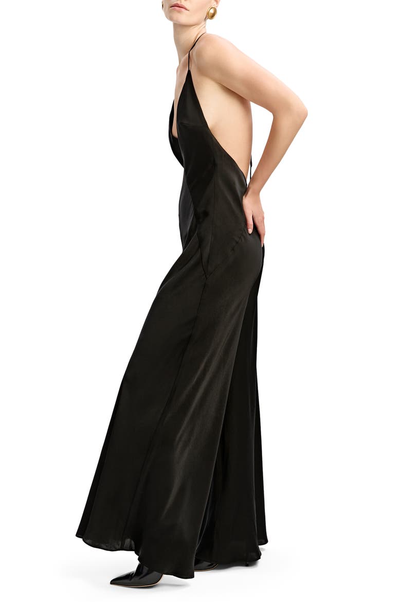 Keaton Wide Leg Halter Jumpsuit, Alternate, color, BLACK