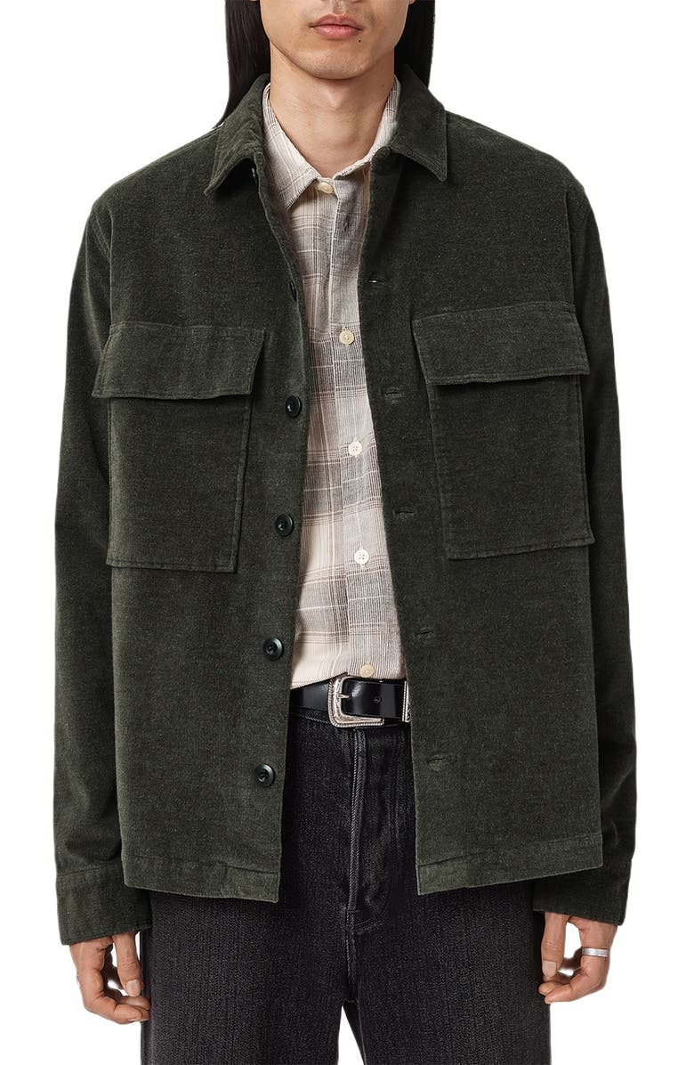 AllSaints Hawker Stretch Corduroy Overshirt, Alternate, color, Gull Brown
