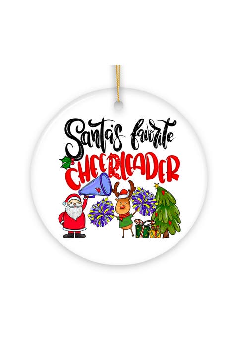 Santas Favorite Cheerleader Ceramic Ornament