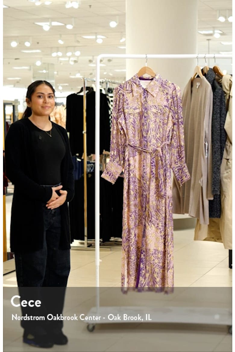 Beverly Metallic Tie Waist Long Sleeve Maxi Shirtdress video