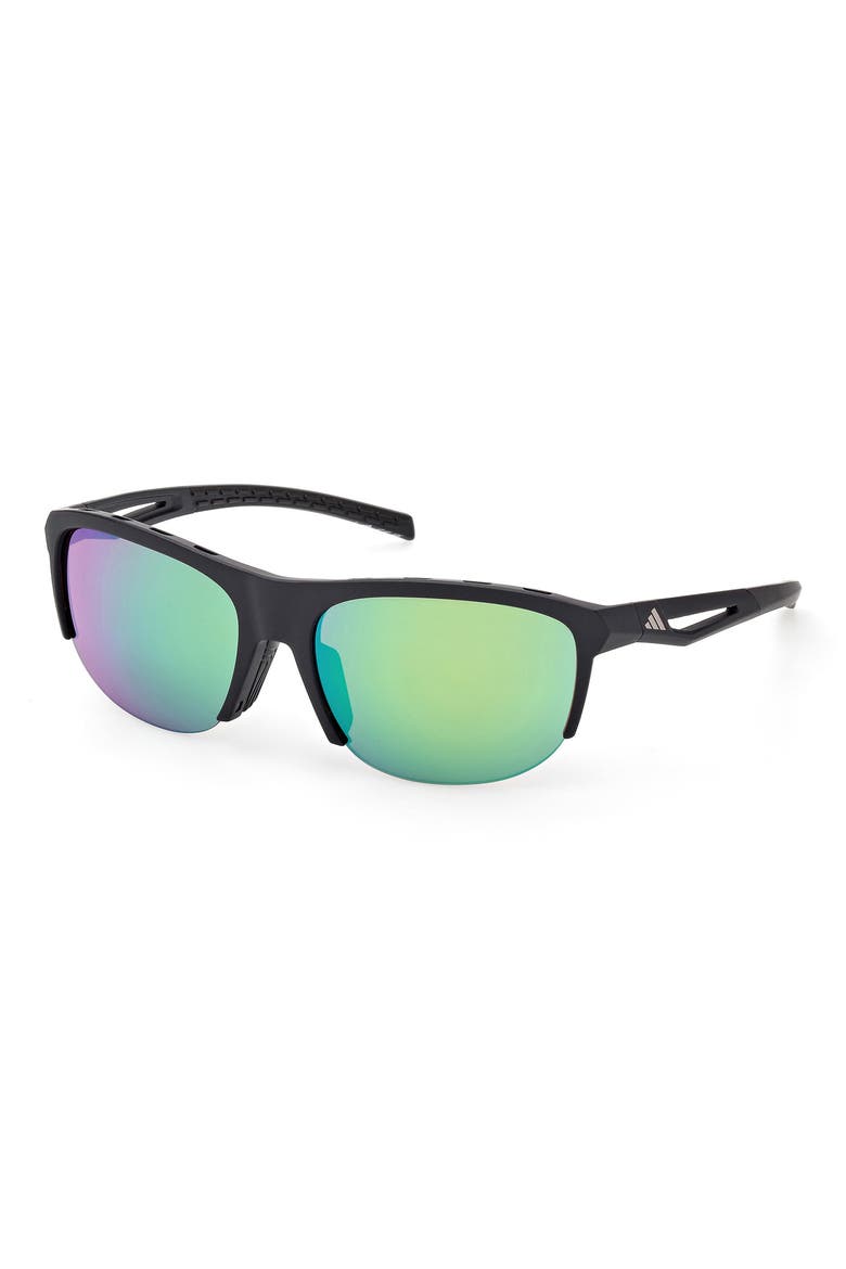 66mm Navigator Sunglasses, Alternate, color, MATTE BLACK / GREEN MIRROR
