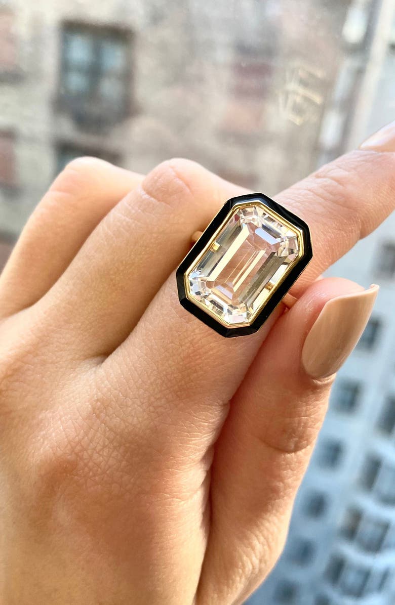 GOSHWARA Queen Emerald Cut Ring, Alternate, color, Black / Clear