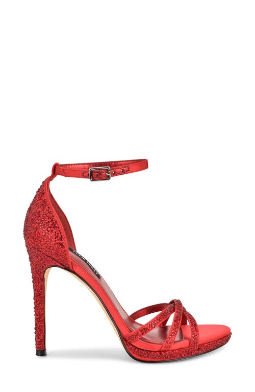 Nine West Lartay Platform Ankle Strap Sandal In Red