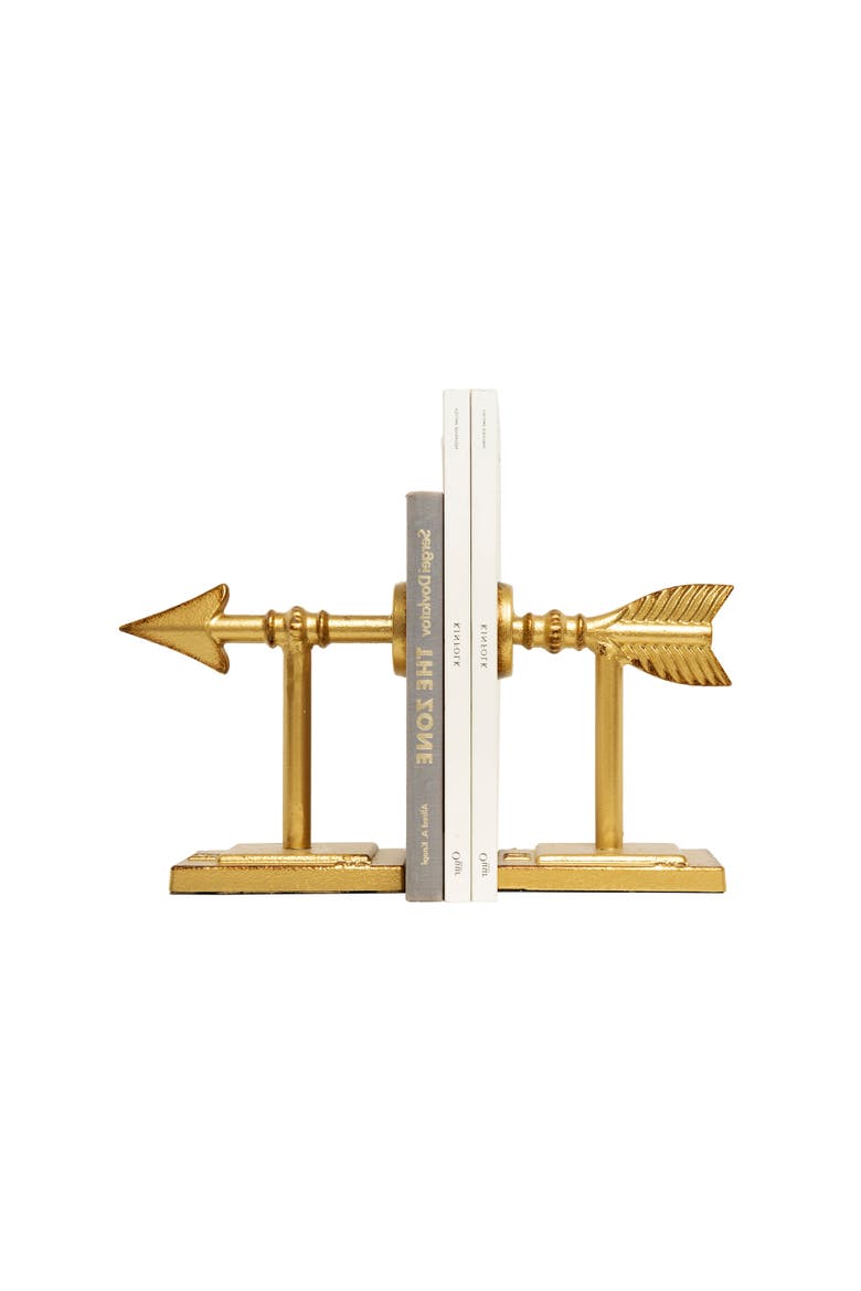 Decorative Cast Metal Arrow Bookends, Gold, Set of 2, Alternate, color, Gold