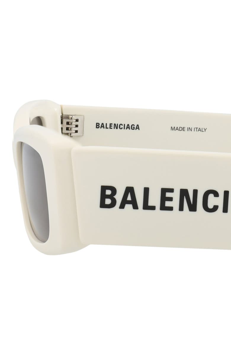 Balenciaga 56mm Novelty Rectangular Sunglasses, Alternate, color, White White Grey