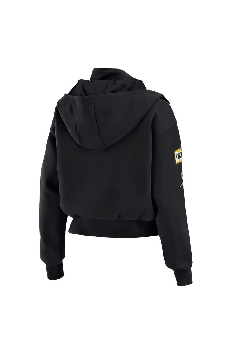 WEAR by Erin Andrews Women's WEAR by Erin Andrews Black Minnesota Vikings Patch Pocket Cropped Full-Zip Bomber Jacket, Alternate, color, Black