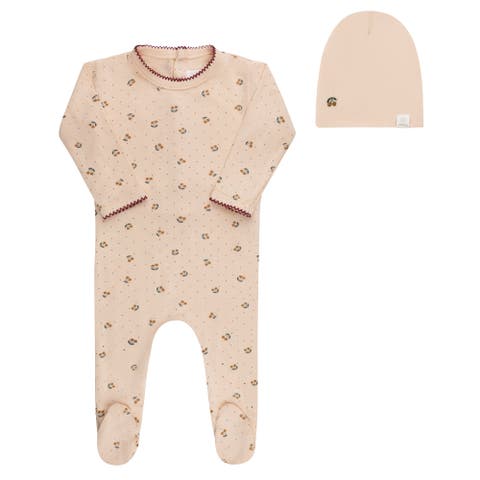 Aurora Classics Modal Cherry Print Collection Footie + Beanie