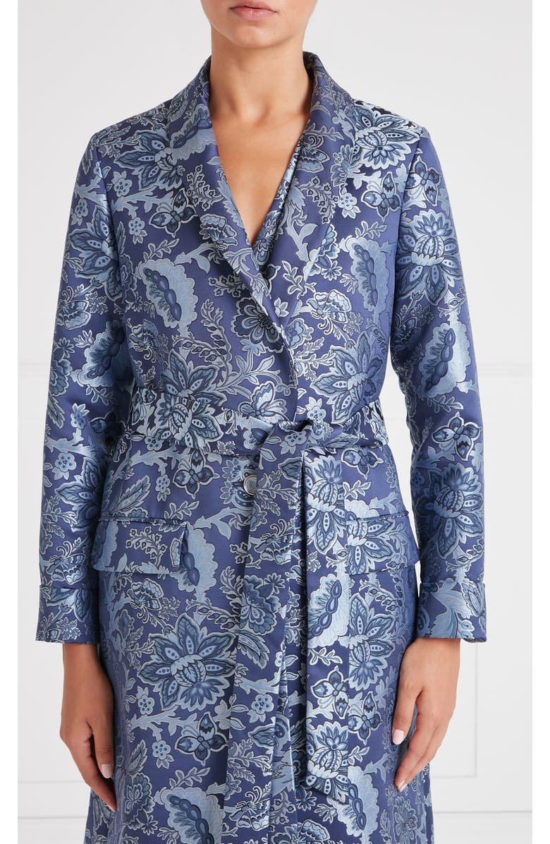 Temperley London Francis Long Coat With Belt, Alternate, color, Navy