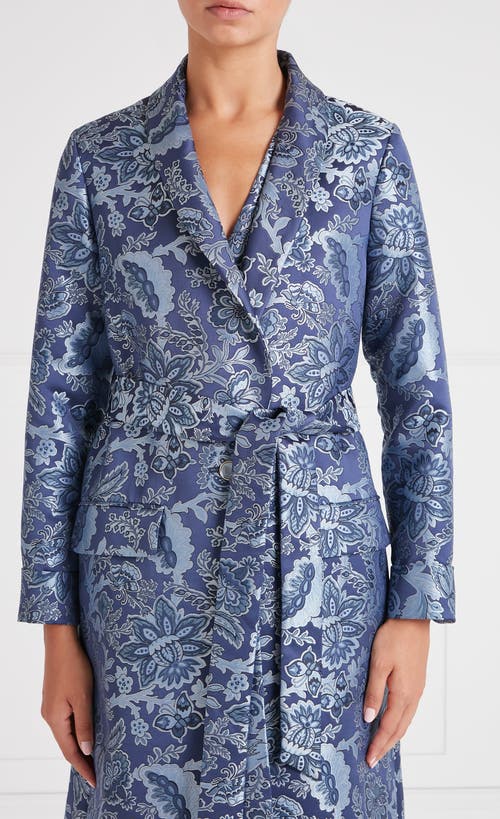 Temperley London Francis Long Coat With Belt In Blue