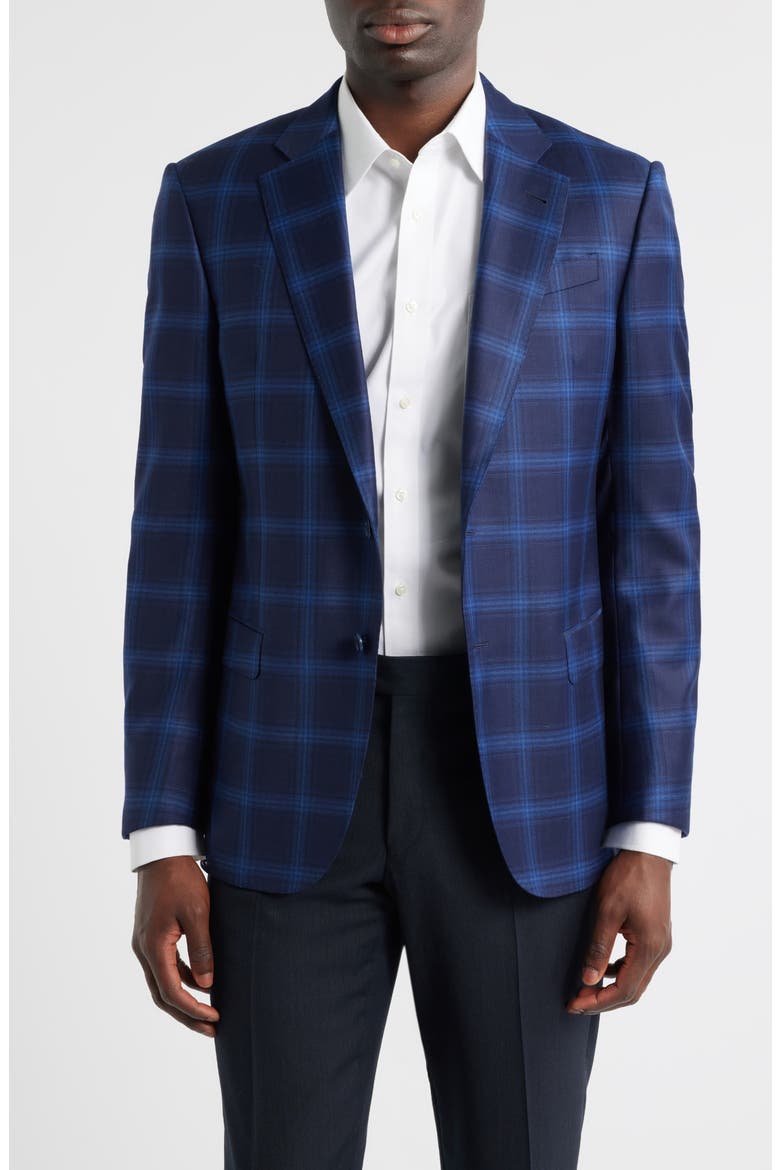 Navy Windowpane Check Virgin Wool Sport Coat, Main, color, NAVY