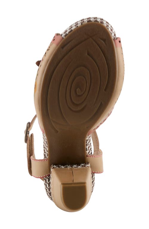 L'artiste By Spring Step Miabella Ankle Strap Platform Sandal In Beige Multi