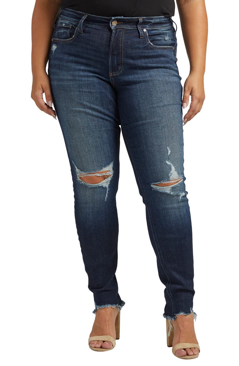 Silver Jeans Co. Avery High Waist Ripped Skinny Jeans, Main, color, 