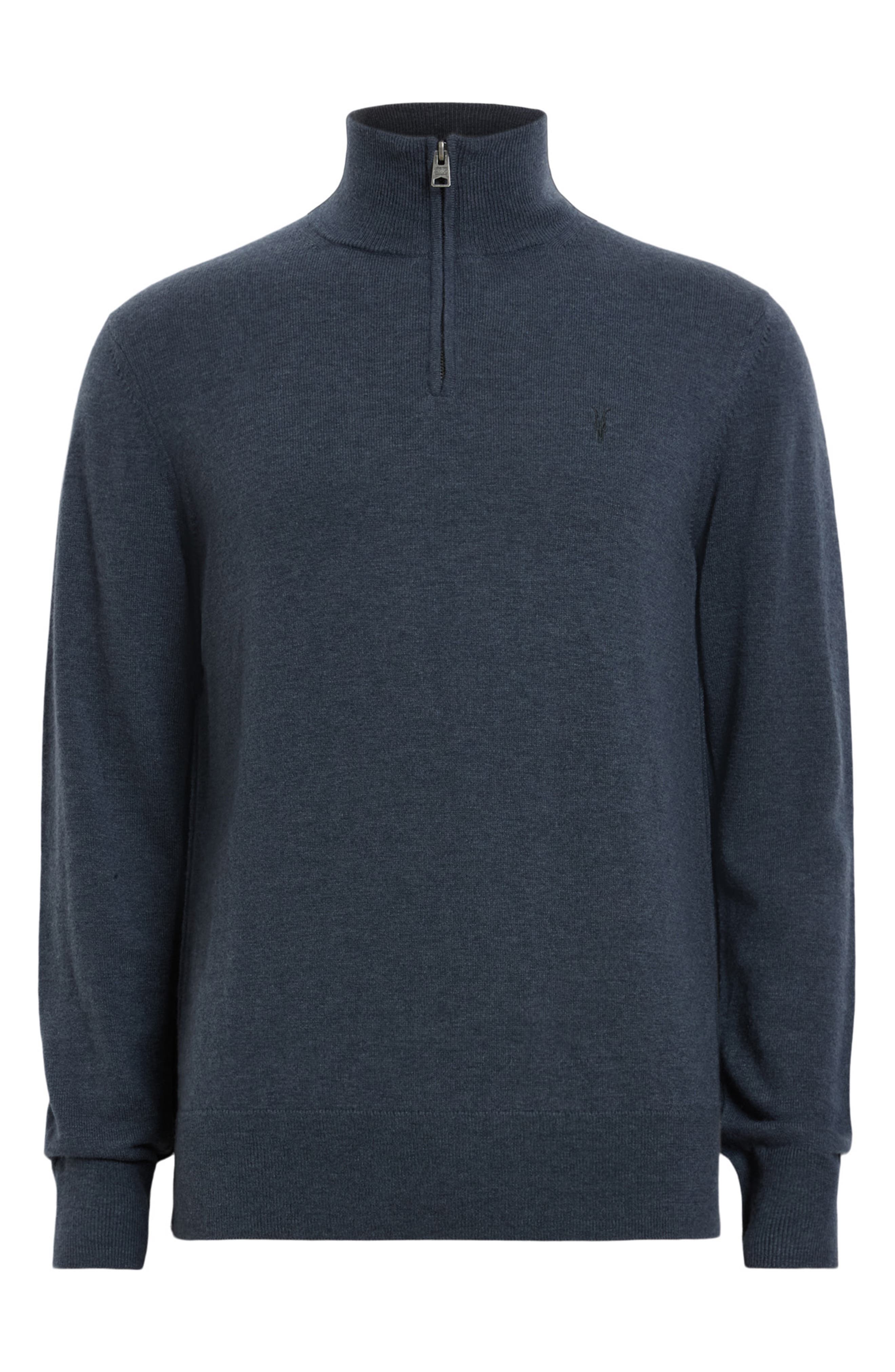 AllSaints Kilburn Funnel Neck Wool Blend Quarter Zip Sweater (Men