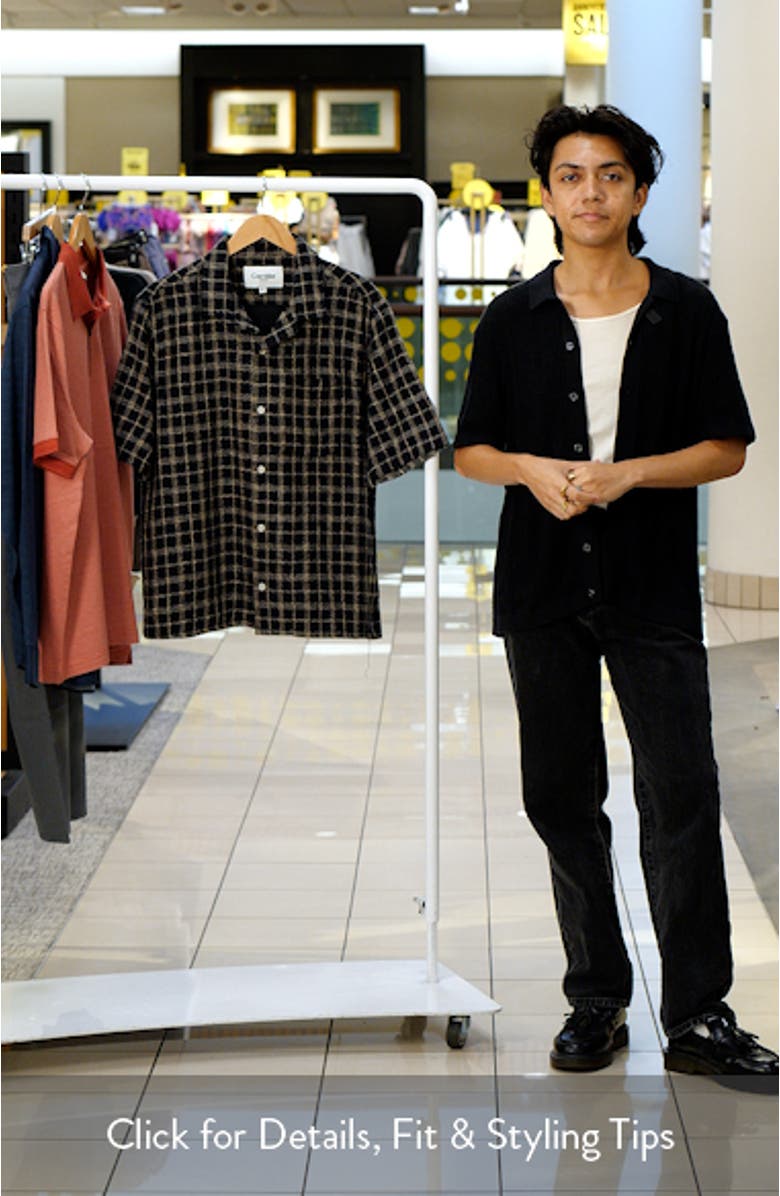 Wavy Plaid Short Sleeve Cotton & Linen Camp Shirt, sales video thumbnail