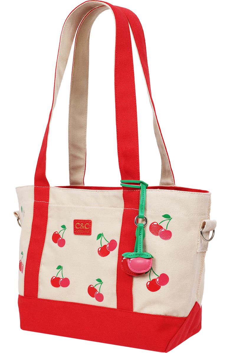 C & C California Cherry Print Tote Bag, Alternate, color, Red