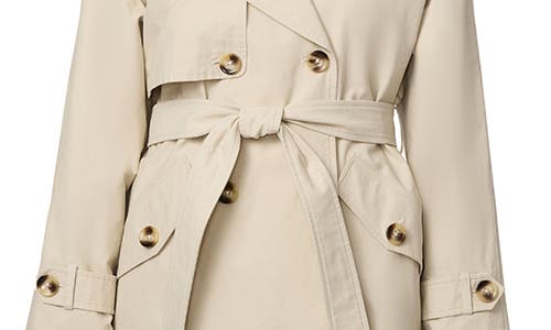 Bernardo Short Belted Trench Coat In Bone Cloud