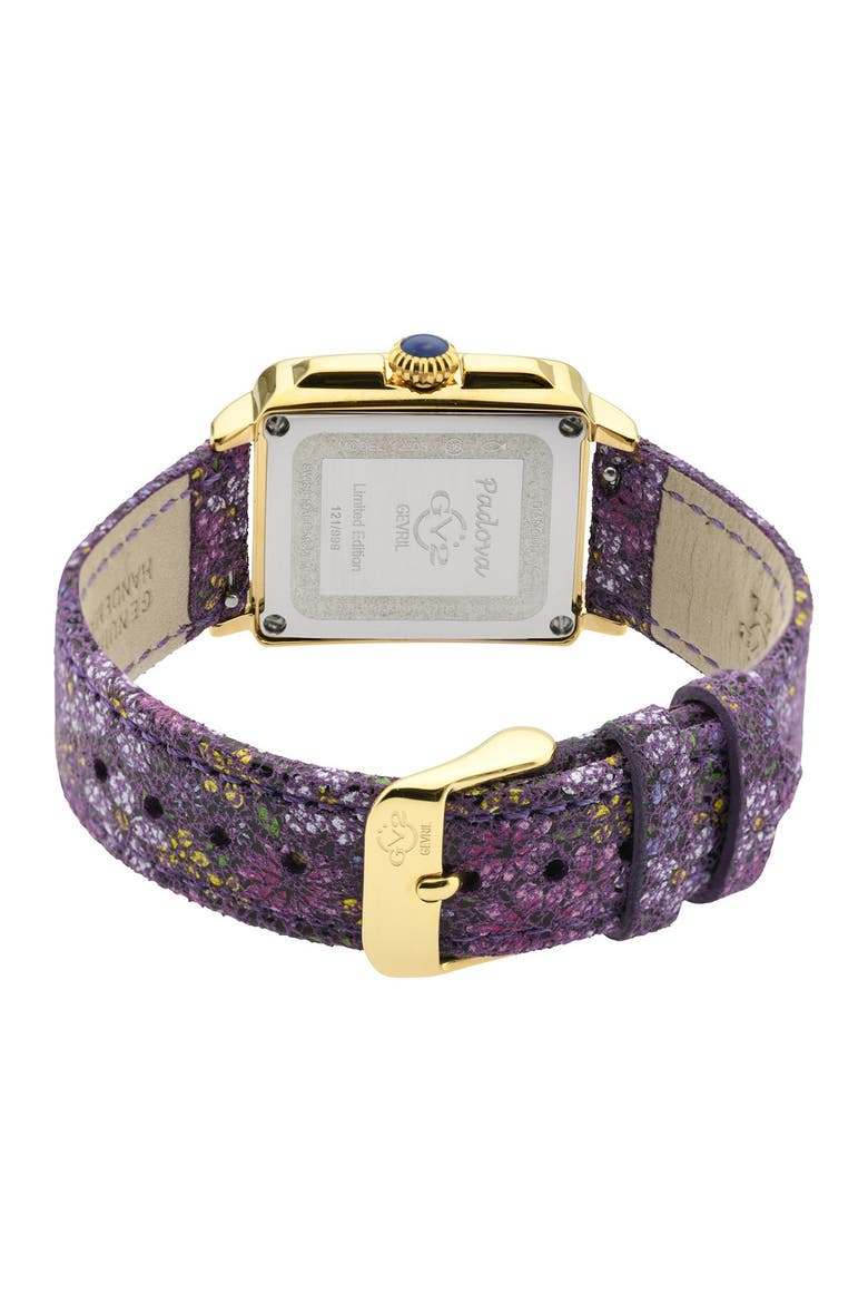 Padova Diamond Leather Strap Watch, 27mm x 30mm - 0.014 ctw, Alternate, color, PURPLE MULTI