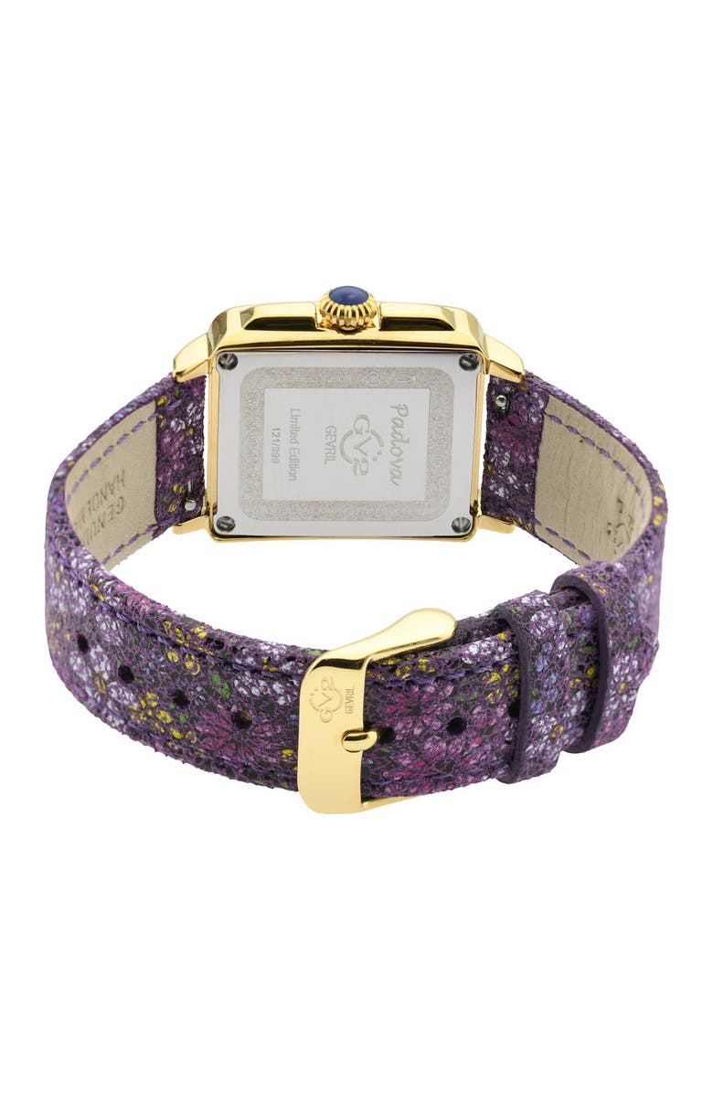 GV2 Padova Diamond Leather Strap Watch, 27mm x 30mm - 0.014 ctw, Alternate, color, Purple Multi