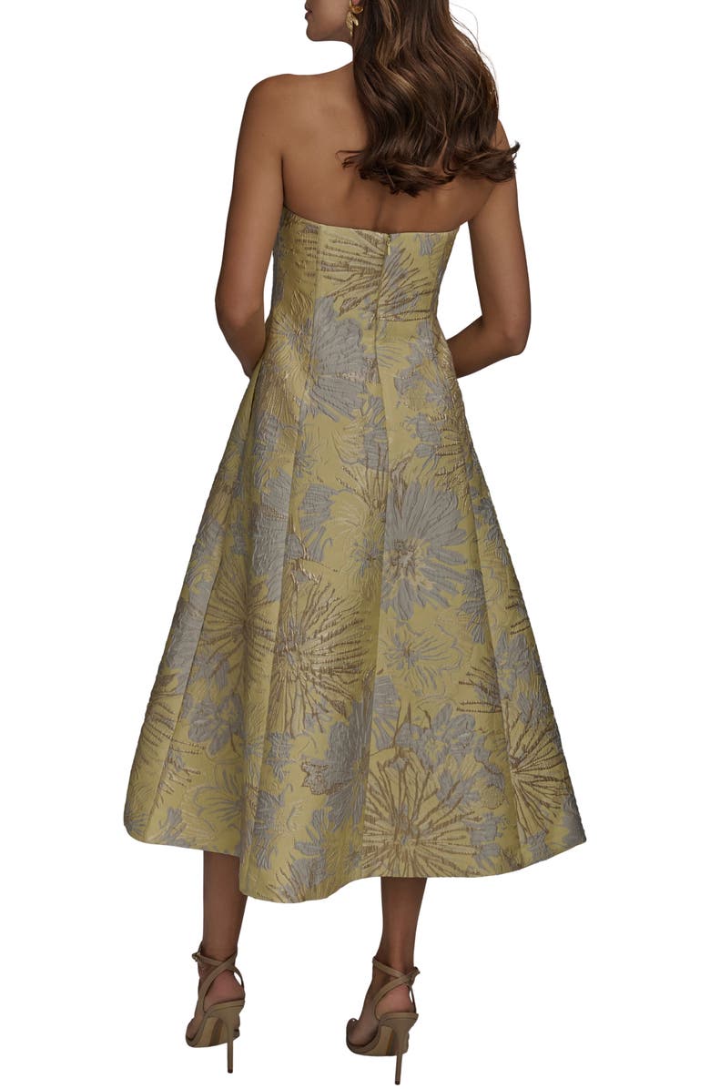 Donna Karan New York Metallic Floral Jacquard Strapless Cocktail Dress, Alternate, color, 