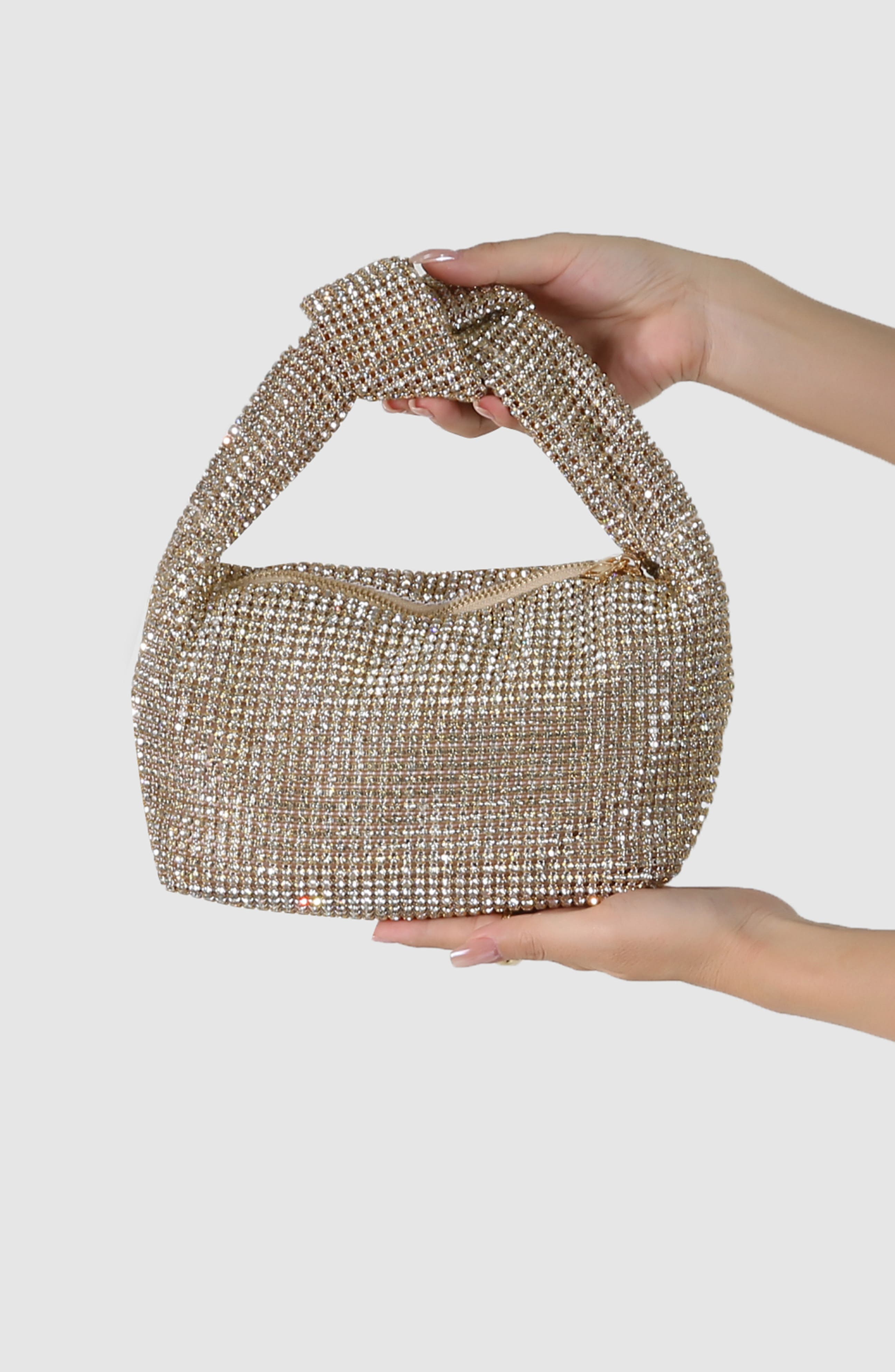 Knotted Handle Rhinestone Bag