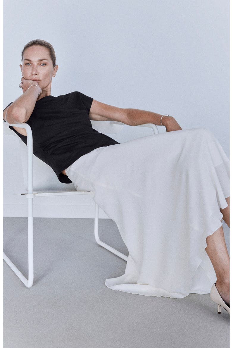 Asymmetric Cotton T-Shirt, Alternate, color, BLACK