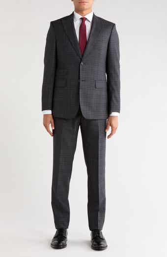 Plaid Wool Blend Peak Lapel Suit