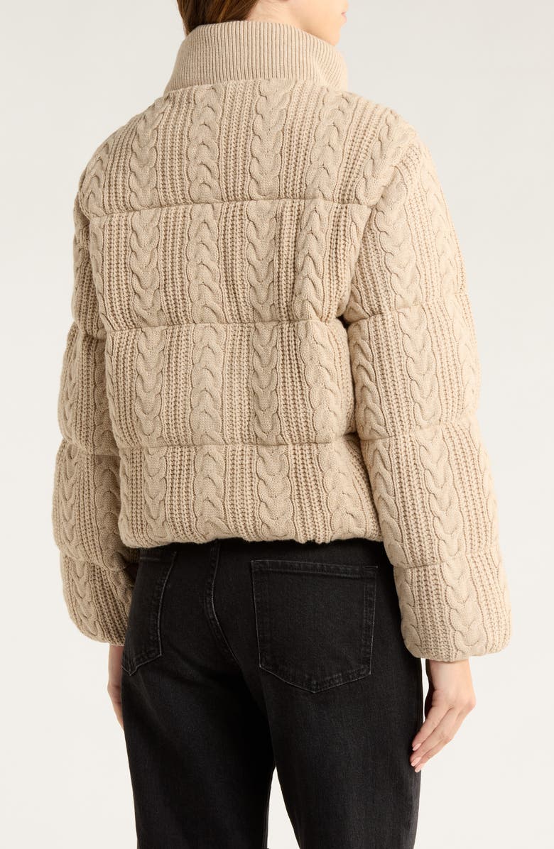 Marine Layer Alba Cable Cotton Blend Puffer Jacket, Alternate, color, Warm Taupe