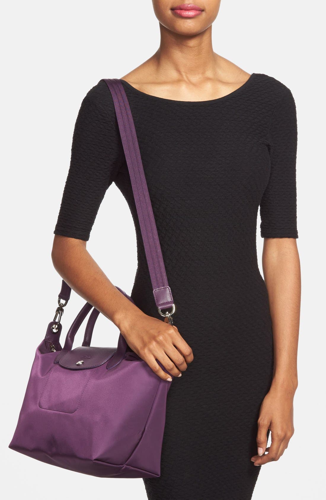 'Le Pliage Neo - Small' Tote, Alternate, color, BILBERRY