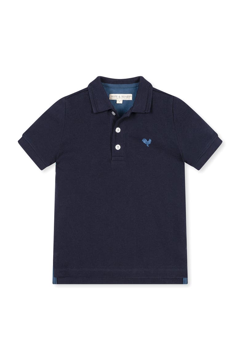 Kids' Organic Short Sleeve Knit Pique Polo Shirt, Main, color, Navy