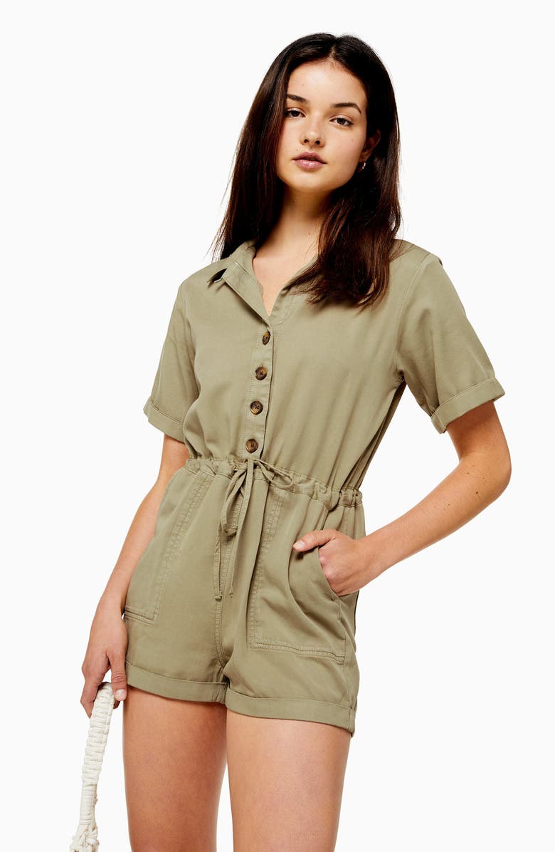 Topshop Utility Romper, Alternate, color, 
