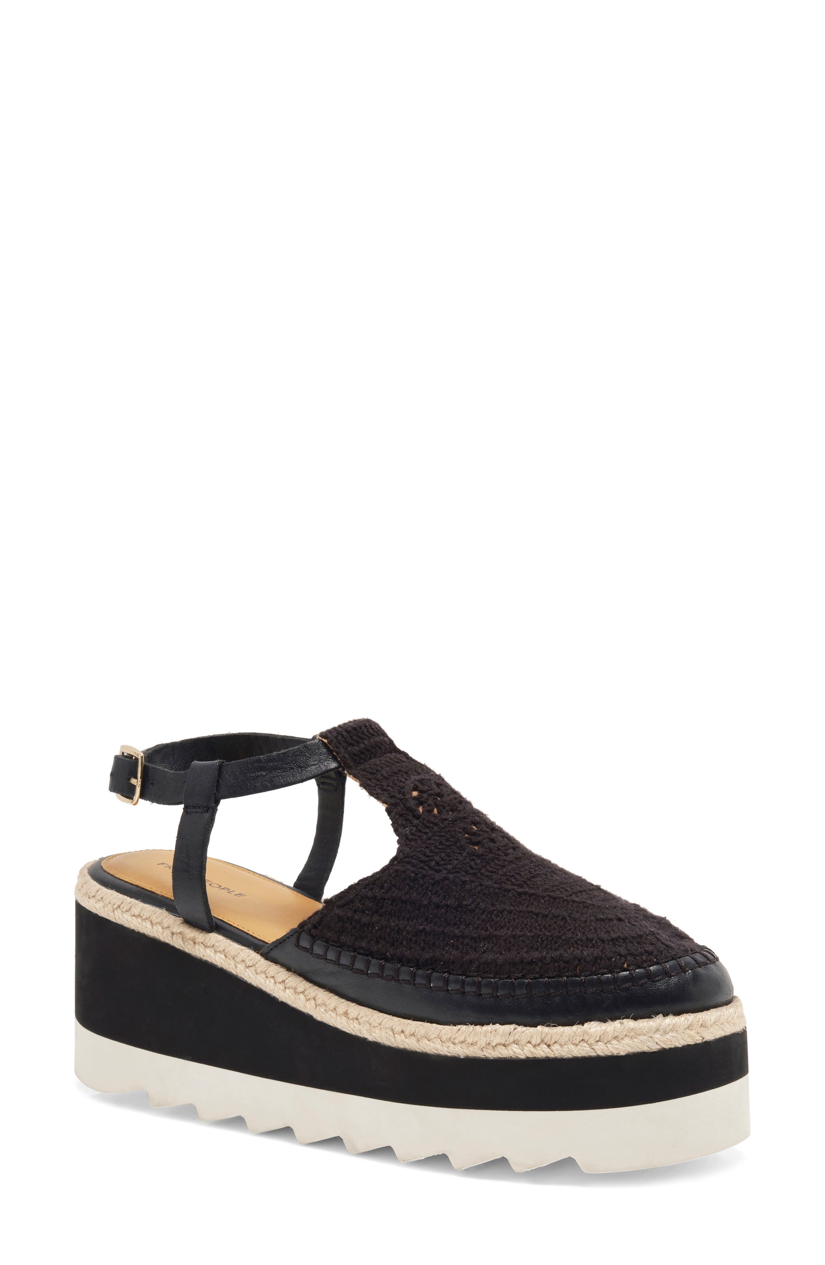 Free People Morning in Mykonos Platform Wedge, Main, color, Black