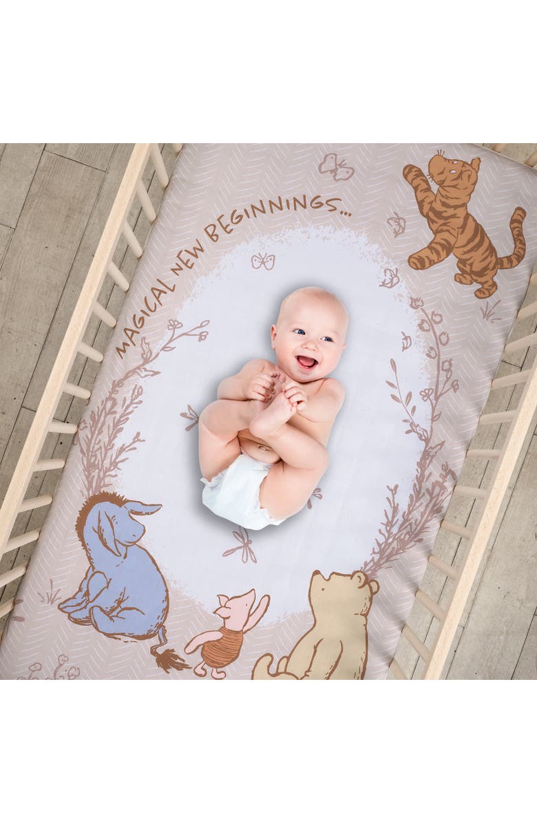 Lambs & Ivy Disney Baby Pooh Bear & Pals Cotton 3Piece Nursery Crib Bedding Set, Alternate, color, Cream