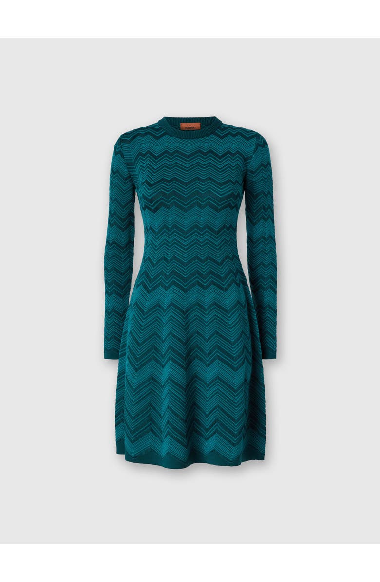Missoni Long Sleeve Short Dress With Chevron Pattern, Main, color, Multicoloured