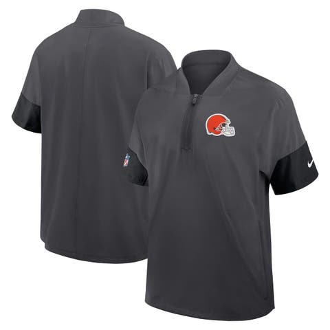 Men's Nike Charcoal Cleveland Browns Sideline Short Sleeve Quarter-Zip Performance Coach Jacket