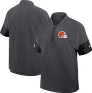 Nike Men's Nike Charcoal Cleveland Browns Sideline Short Sleeve Quarter-Zip Performance Coach Jacket