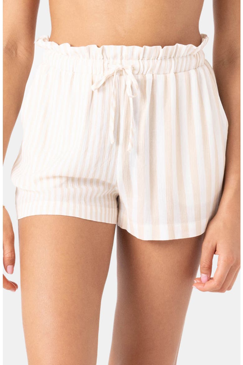 Stripe Out Cover-Up Drawstring Shorts, Main, color, EGRET