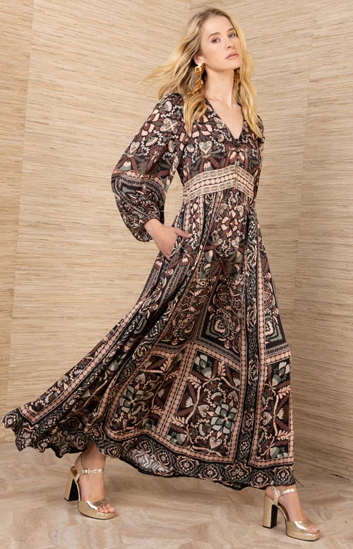 Hale Bob Amaris Charmeuse Dress In Brown