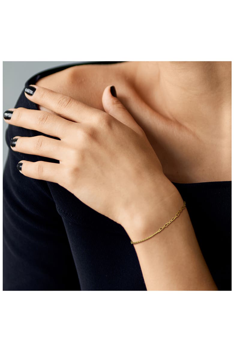 Heart Link & Rope Chain Bracelet, Alternate, color, YELLOW GOLD