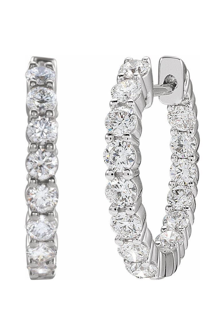 2 CT Lab-Grown Diamond Hoop Earrings in 14K Gold, Main, color, White