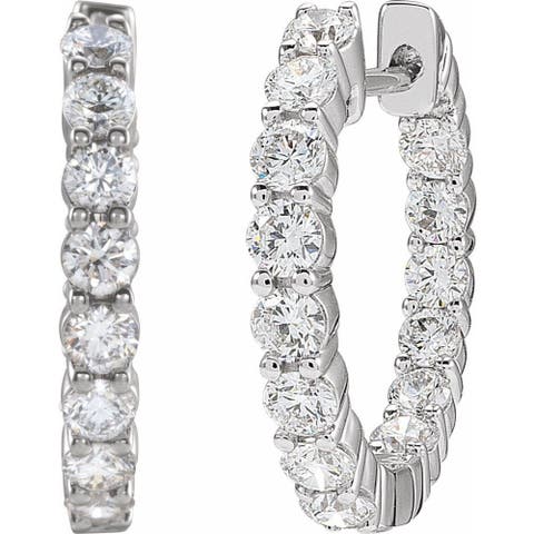 2 CT Lab-Grown Diamond Hoop Earrings in 14K Gold