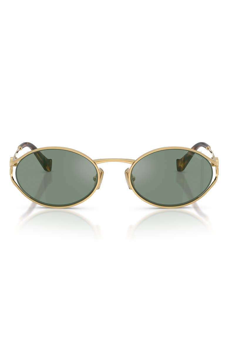 Miu Miu 54mm Oval Sunglasses, Main, color, Gold / Green Mirror / Silver