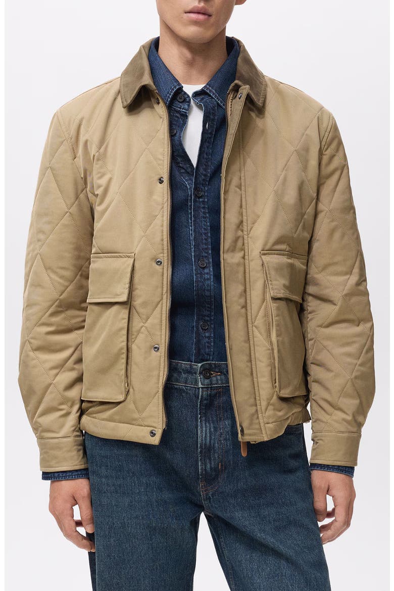Quilted Water-Repellent Jacket, Main, color, BEIGE
