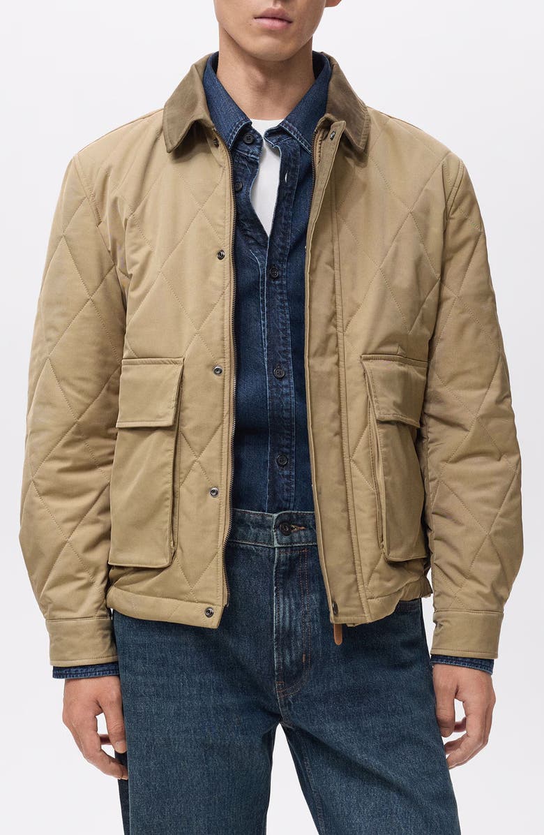 MANGO Quilted Water-Repellent Jacket, Main, color, Beige