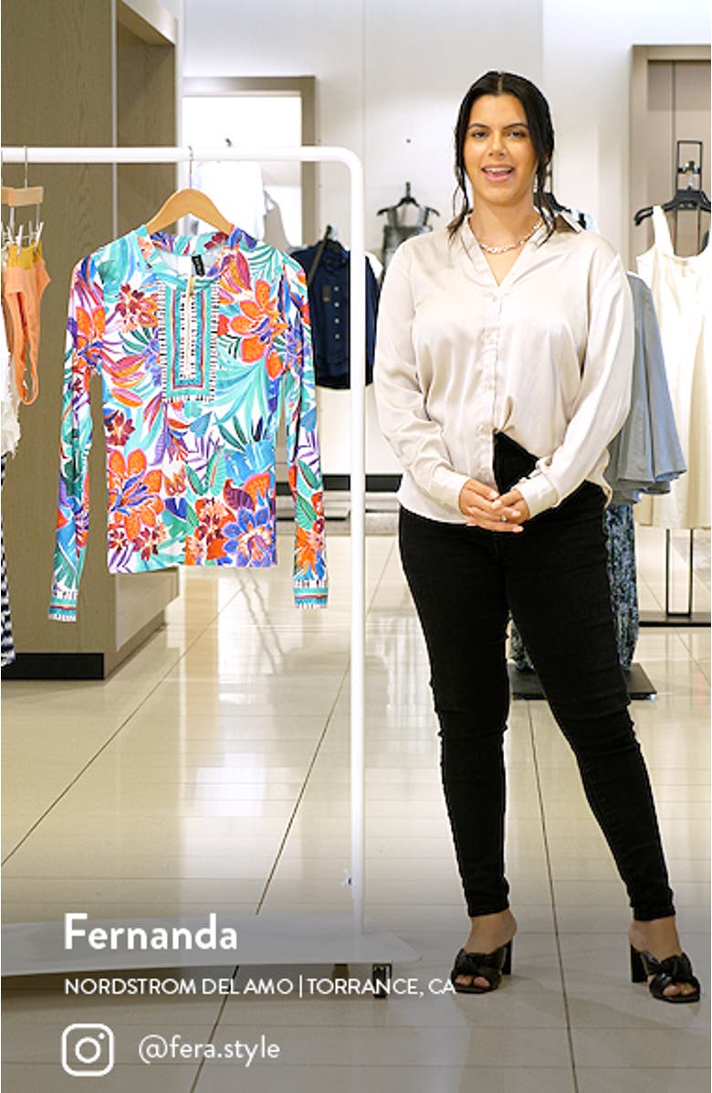 Tropez Floral Print Half-Zip Rashguard, sales video thumbnail