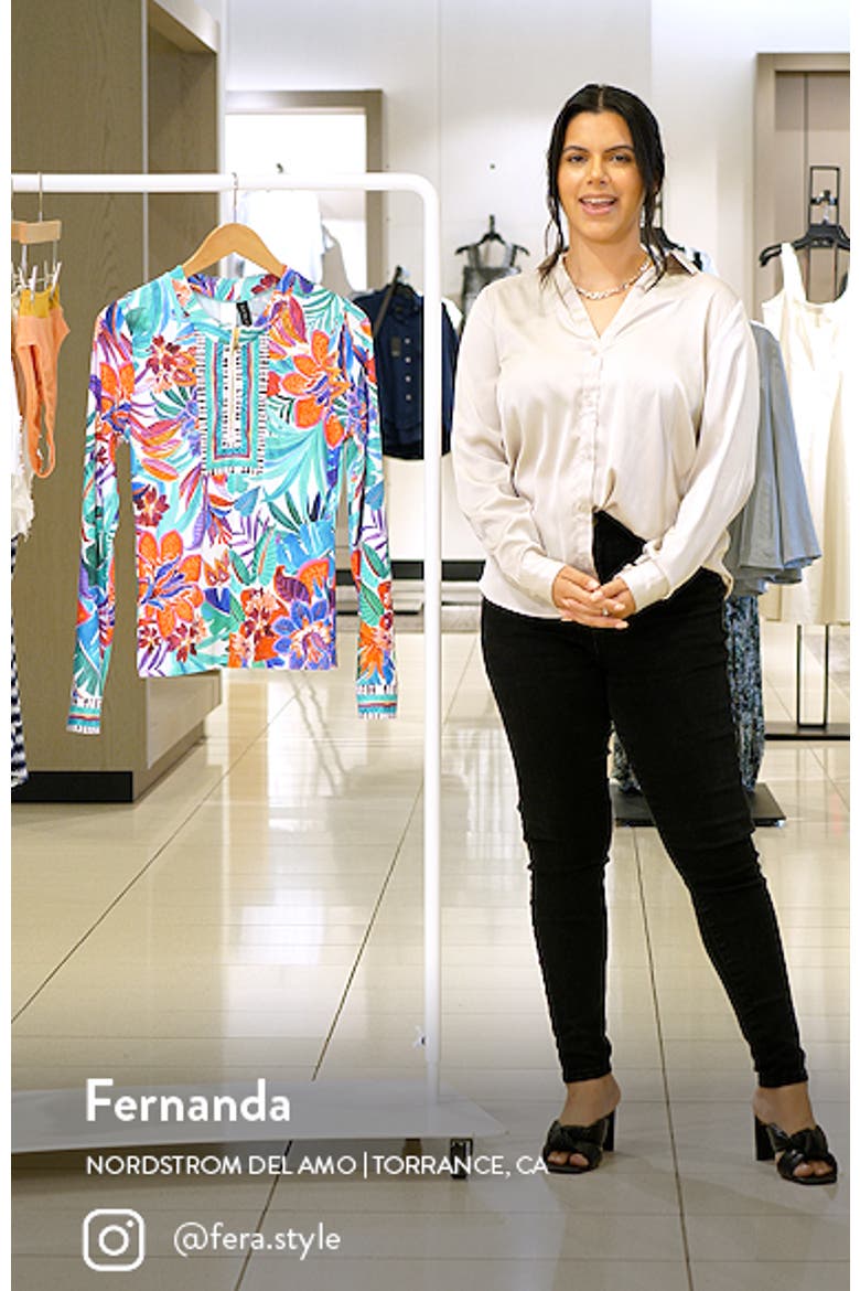 Tropez Floral Print Half-Zip Rashguard video