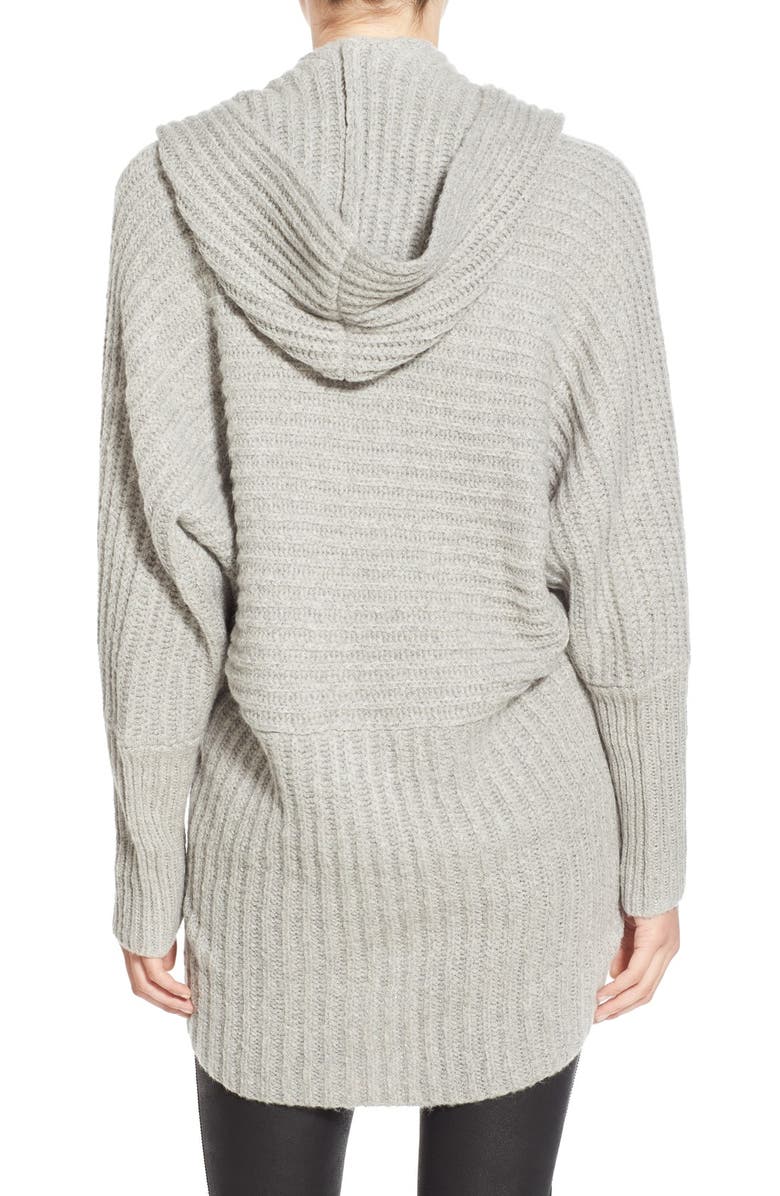 Leith Hooded Fuzzy Open Front Cardigan, Alternate, color,