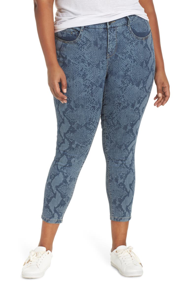 YSJ Snake Print Ankle Skinny Jeans, Main, color, 