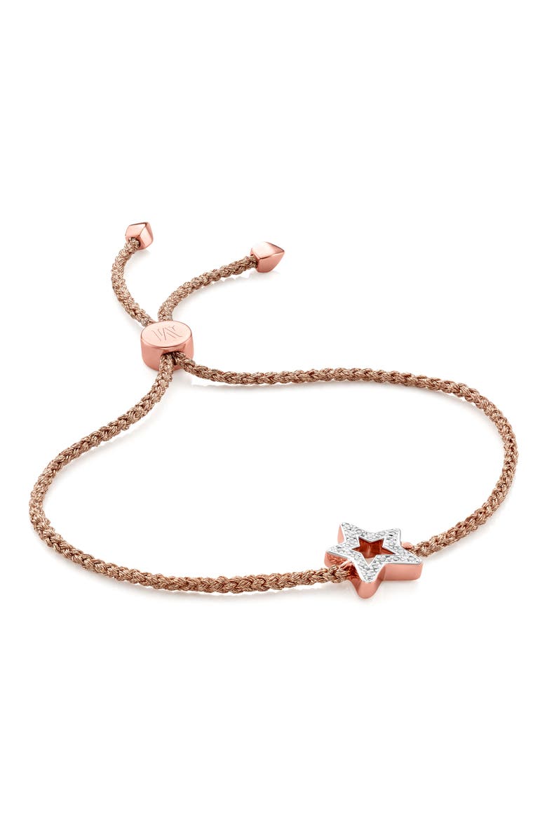 Alphabet Star Diamond Friendship Bracelet, Main, color, ROSE GOLD/ DIAMOND